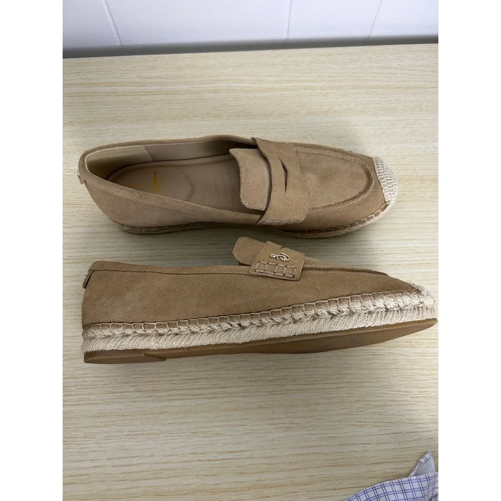 Sam Edelman Shoes Women's 9 Kai Espadrille Flat Loafer Suade taupe tan‎ - Picture 2 of 9